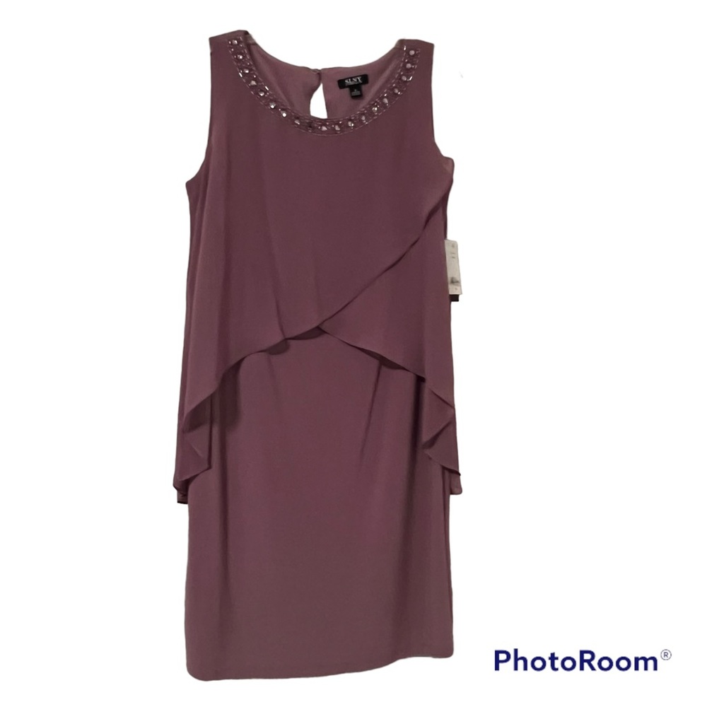 BNWT Women's Knee length Sleeveless Dress with Rhinestone accents in Elderberry